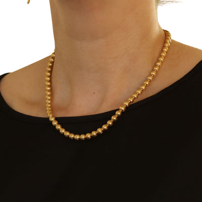 Beaded Strand Necklace Yellow Gold