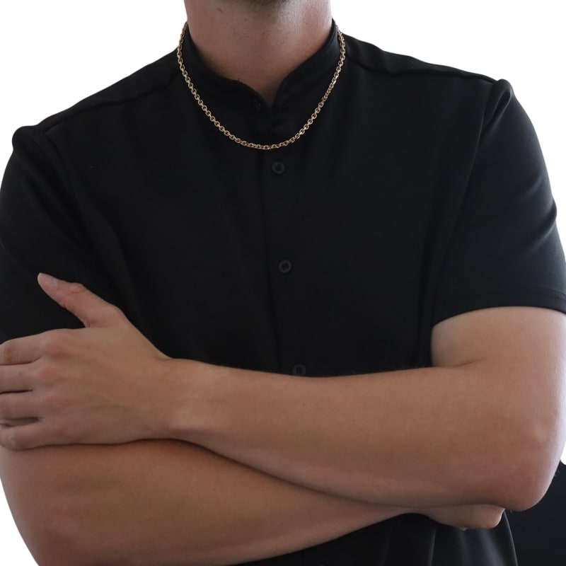 Men's Diamond Cut Cable Chain Necklace Rose Gold