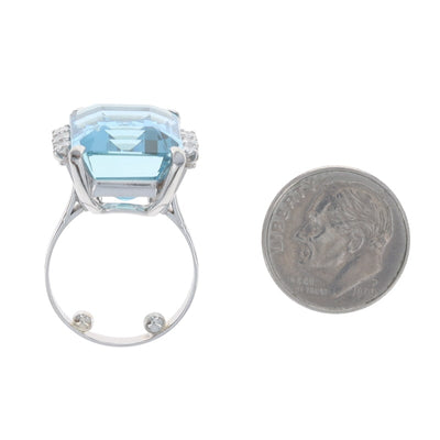 14.32ctw Aquamarine and Diamond Women's Ring Platinum