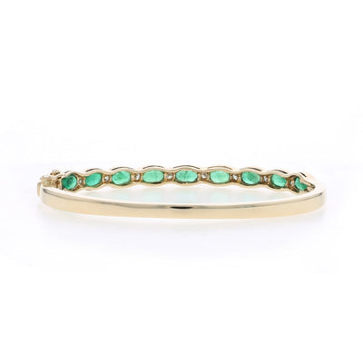 Emerald and Diamond Women's Bracelet Yellow Gold