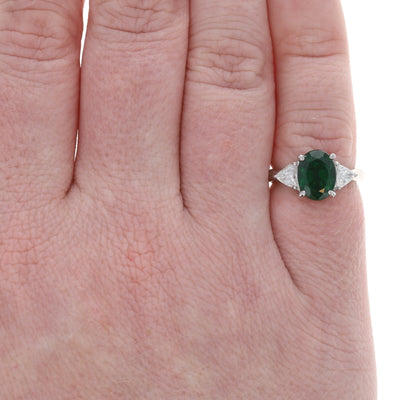 3.96ctw Tsavorite Garnet and Diamond Ring Platinum