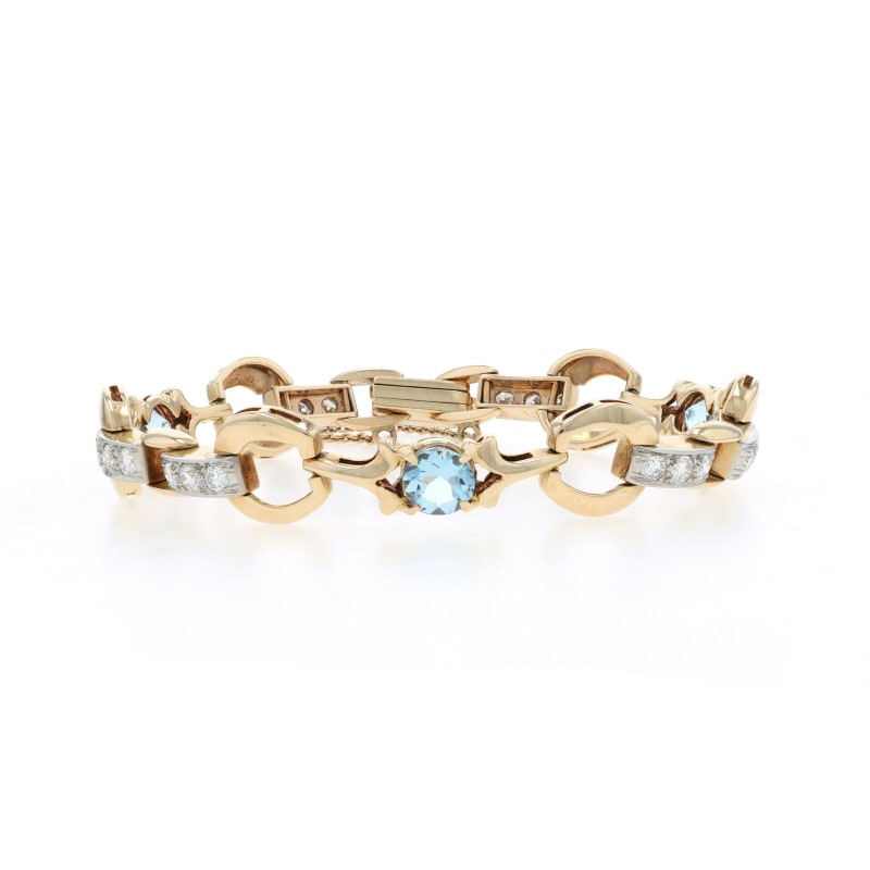 3.60ctw Aquamarine and Diamond Women's Bracelet Yellow Gold