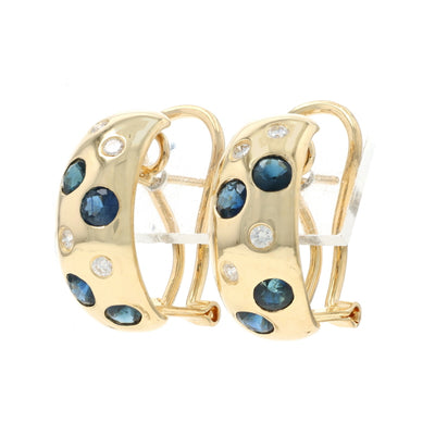 2.60ctw Sapphire and Diamond Earrings Yellow Gold