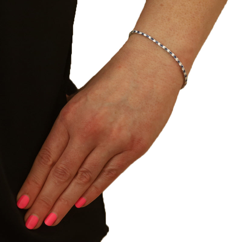 3.69ctw Diamond and Sapphire Bracelet White Gold