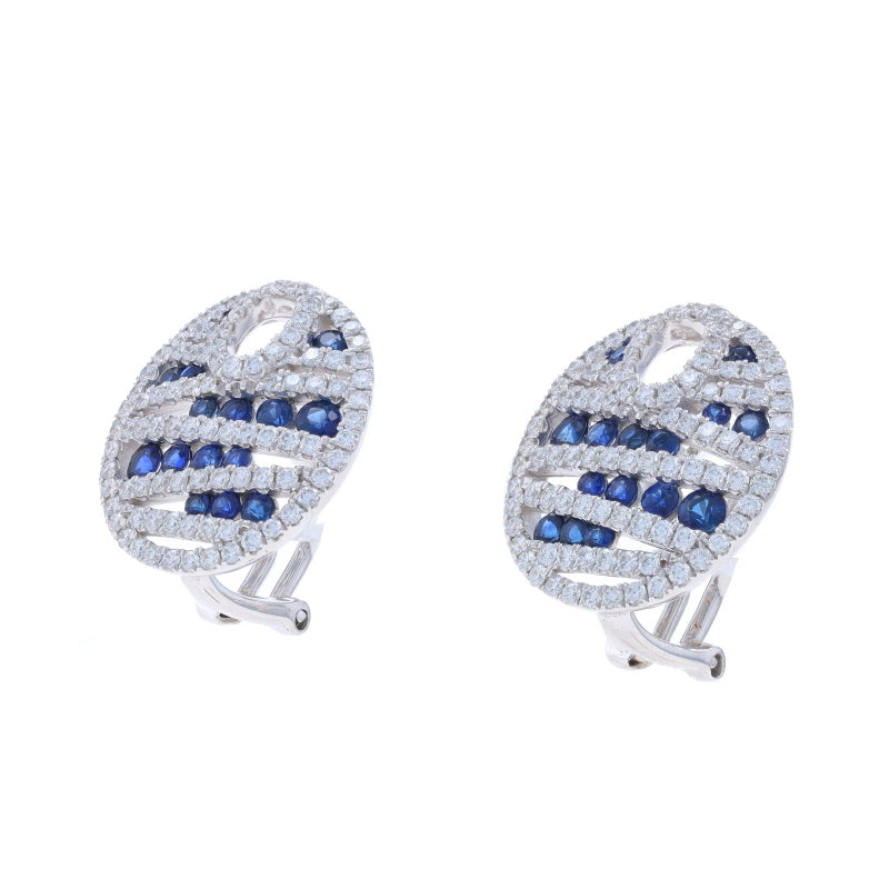 1.83ctw Sapphire and Diamond Earrings White Gold