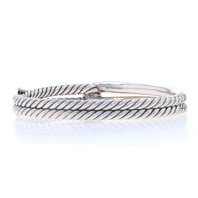 David Yurman (include in title) Labyrinth Single Loop Hoop Earrings Bracelet Sterling Silver