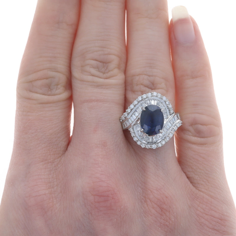 4.18ctw Sapphire and Diamond Ring White Gold
