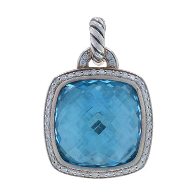 David Yurman Albion Enhancer Pendant .28ctw Blue Topaz and Diamond Pendant Sterling Silver
