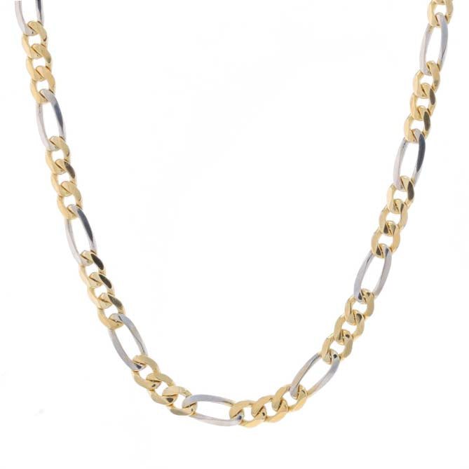 Diamond Cut Figaro Chain Necklace Yellow Gold