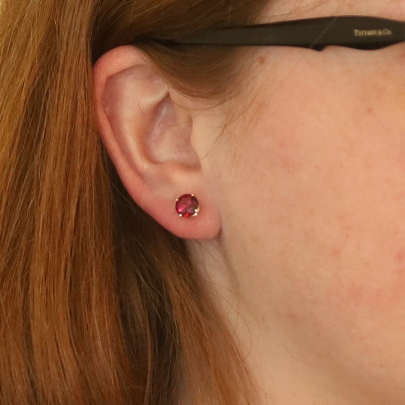 3.43ctw Rhodolite Garnet Earrings Yellow Gold