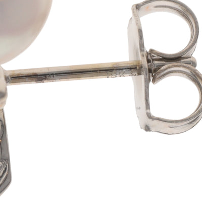 1.28ctw Akoya Pearl and Diamond Earrings White Gold