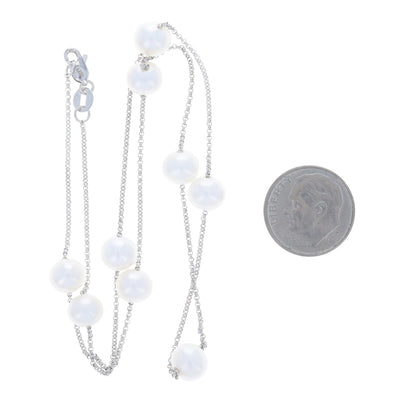 Cultured Freshwater Pearl Cable Necklace White Gold