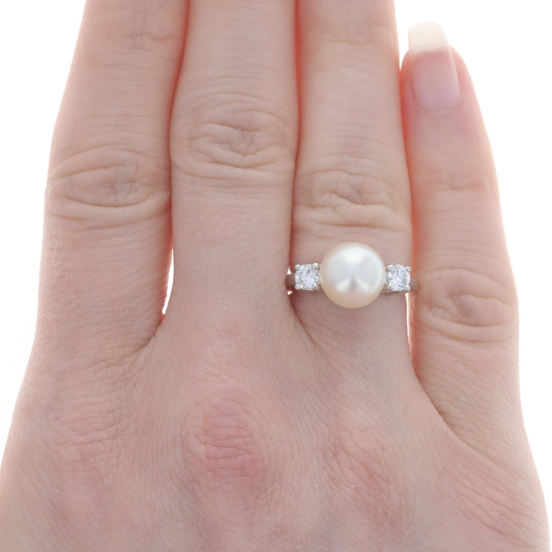 .34ctw Akoya Pearl and Diamond Ring Platinum