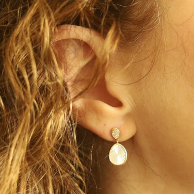 Mother of Pearl and Diamond Earrings Yellow Gold