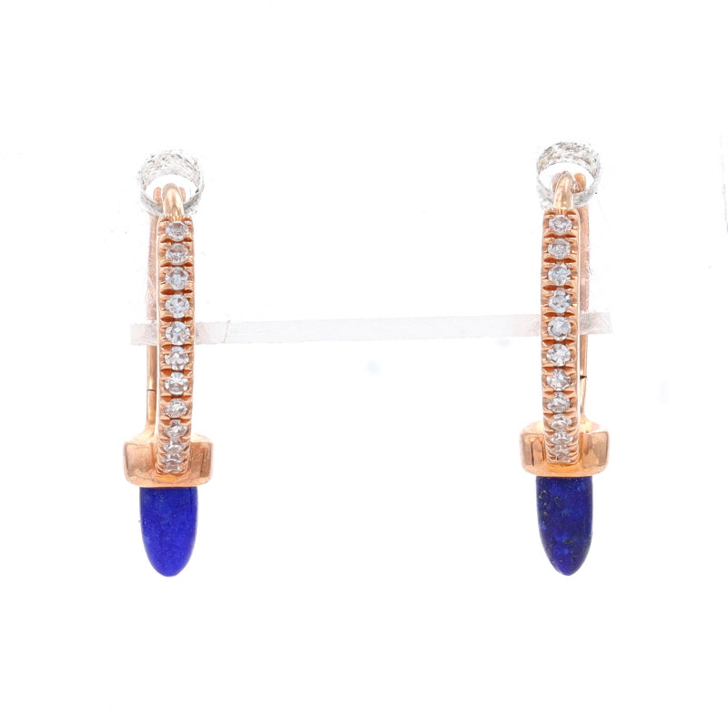 .12ctw Lapis Lazuli and Diamond Earrings Rose Gold