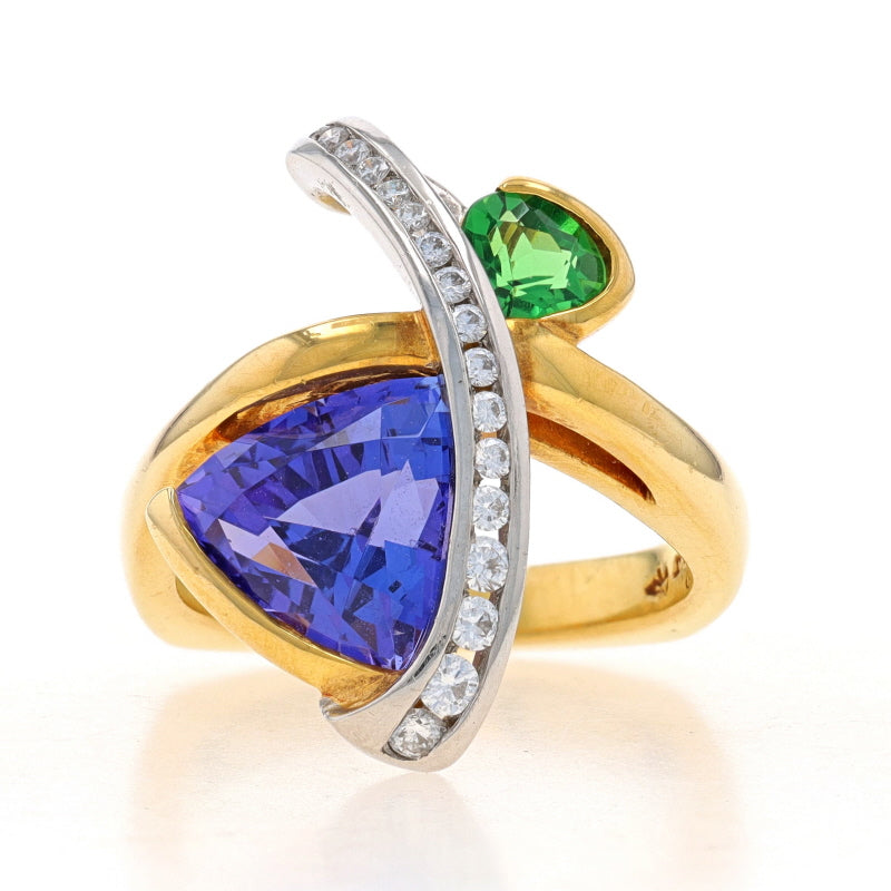 Richard Krementz 4.42ctw Tanzanite and Tsavorite Garnet Ring Yellow Gold