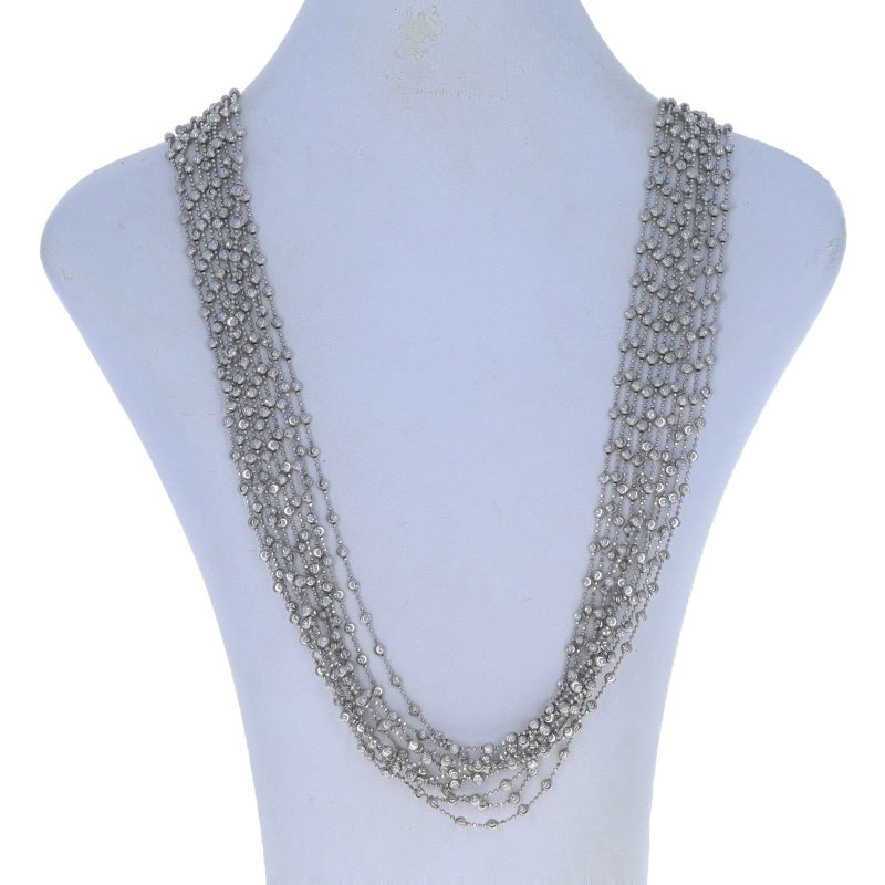 Fancy Diamond Cut Bead Chain Necklace Sterling Silver