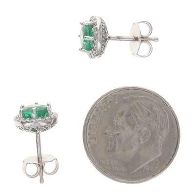 .94ctw Emerald and Diamond Women's Earrings White Gold