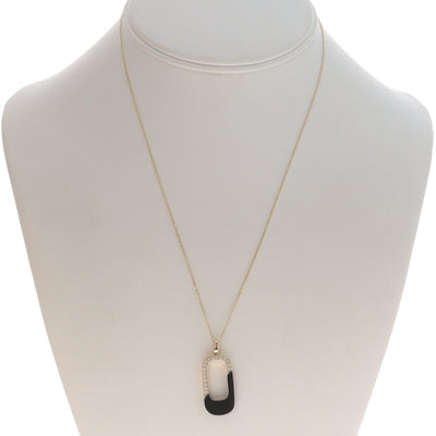 .16ctw Onyx and Diamond Women's Pendant Necklace Yellow Gold