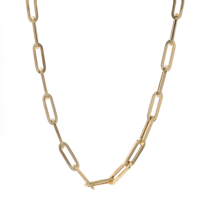 Paperclip Chain Necklace Yellow Gold