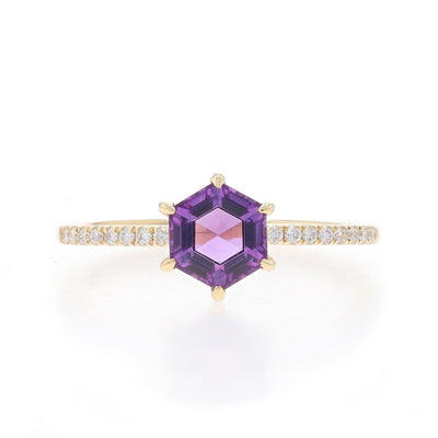 1.33ctw Amethyst and Diamond Ring Yellow Gold