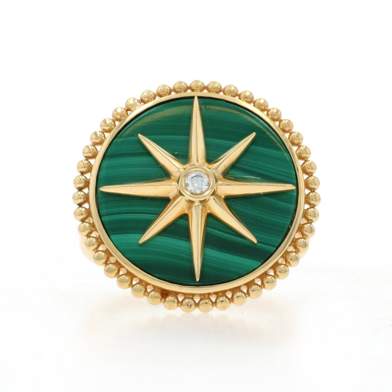 Malachite and Diamond Ring Yellow Gold