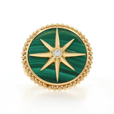 Malachite and Diamond Ring Yellow Gold