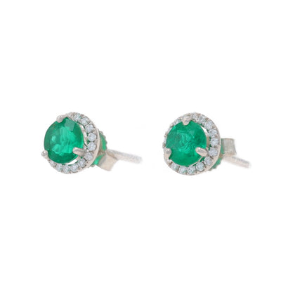 .96ctw Emerald and Diamond Earrings White Gold