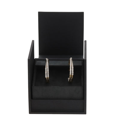 David Yurman Crossover Pave Hoop Earrings 1.75in 3.31ctw Diamond Earrings Yellow Gold