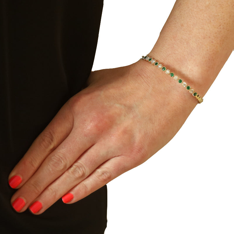 2.12ctw Emerald and Diamond Bracelet Yellow Gold