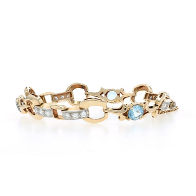 3.60ctw Aquamarine and Diamond Women's Bracelet Yellow Gold