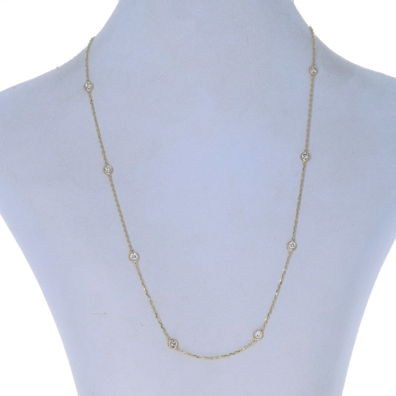 1.27ctw Diamond Station Necklace Yellow Gold