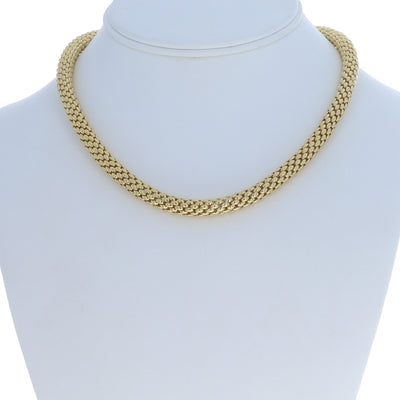 FOPE Love Nest Flexible Mesh Link Popcorn Necklace Yellow Gold