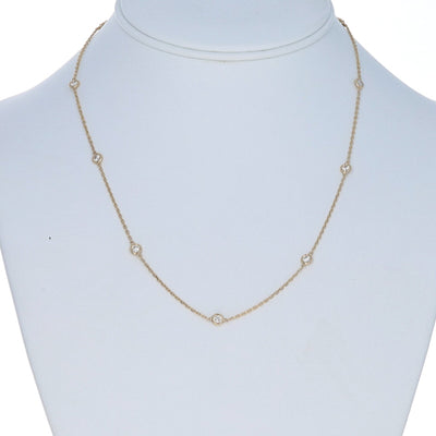 1.00ctw Diamond Diamond Cut Cable Chain Station Necklace Yellow Gold