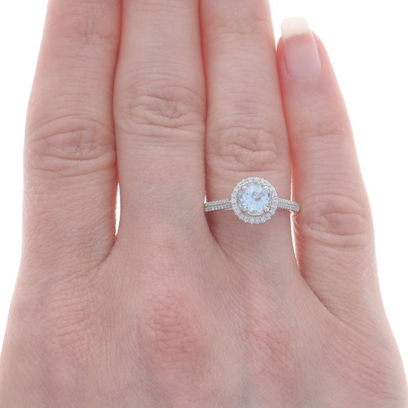 .98ctw Aquamarine and Diamond Ring White Gold