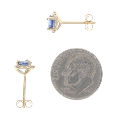 1.20ctw Sapphire and Diamond Earrings Yellow Gold