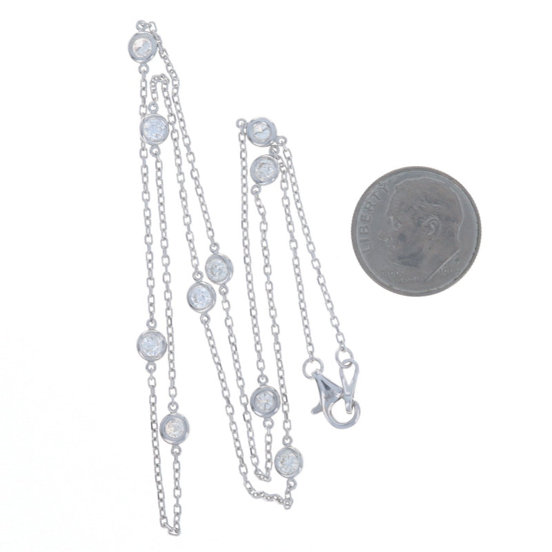 1.07ctw Diamond Diamond Cut Cable Chain Station Necklace White Gold