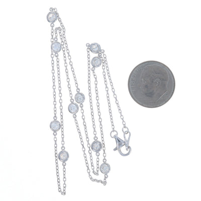 1.07ctw Diamond Diamond Cut Cable Chain Station Necklace White Gold