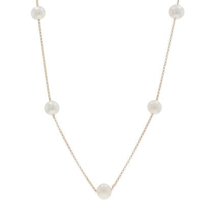 Cultured Freshwater Pearl Cable Necklace Yellow Gold