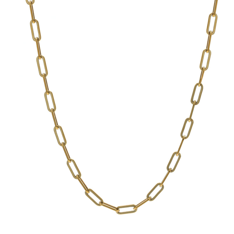 Paperclip Chain Necklace Yellow Gold