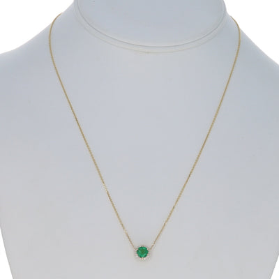 .82ctw Emerald and Diamond Pendant Necklace Yellow Gold