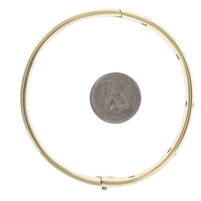 Flush Set Hinged Bangle .45ctw Diamond Women's Bracelet Yellow Gold