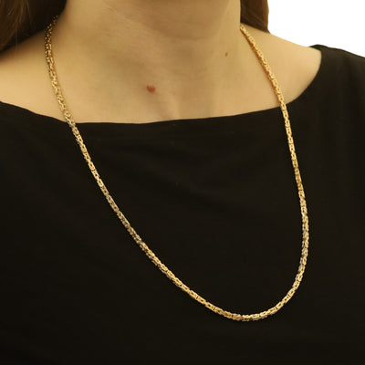 Square Byzantine Chain Necklace Yellow Gold