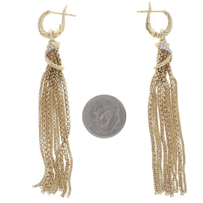 David Yurman Helena Tassle earrings, removable dangles .45ctw Diamond Women's Earrings Yellow Gold
