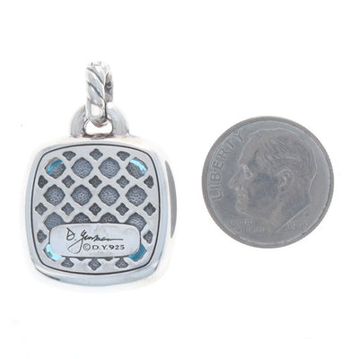 David Yurman Albion Enhancer Pendant .28ctw Blue Topaz and Diamond Pendant Sterling Silver