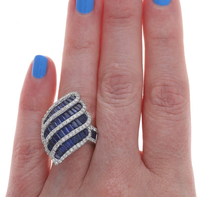 8.39ctw Sapphire and Diamond Women's Ring White Gold