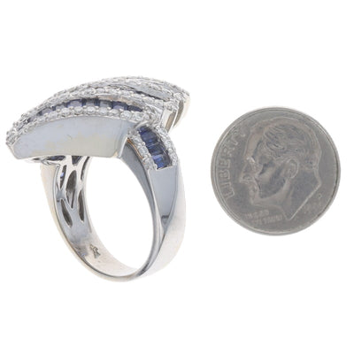 8.39ctw Sapphire and Diamond Women's Ring White Gold