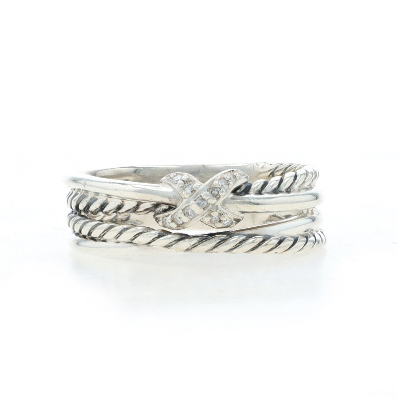 David Yurman Crossover X Diamond Women's Band Sterling Silver