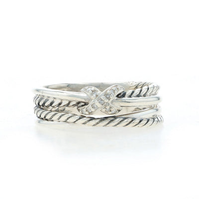 David Yurman Crossover X Diamond Women's Band Sterling Silver