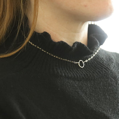 Circle Charm Clasp Necklace Diamond Women's Pendant Necklace Yellow Gold